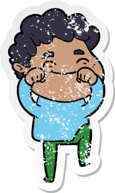 Bir insan tarafından çizilmiş, karikatür dostu bir adamın sıkıntılı çıkartması.