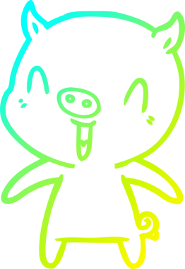 Bir insan tarafından çizilmiş mutlu çizgi film domuzu çizimi.