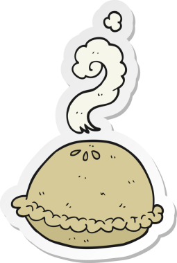 Bir insan tarafından çizilmiş sıcak turta etiketi.