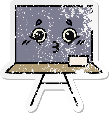 Sevimli bir karikatür tahtası insan tarafından çizilmiş sıkıntılı bir çıkartma.