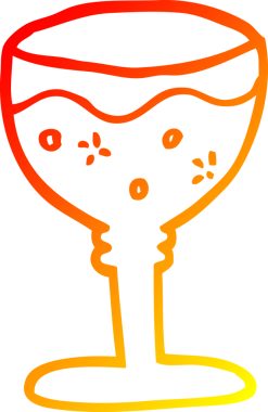 Bir insan tarafından çizilmiş kırmızı şarap karikatürünün sıcak gradyan çizgisi