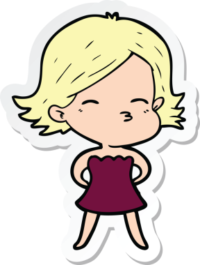 Bir insan tarafından çizilmiş bir karikatür kadının çıkartması.