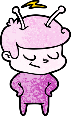 Bir insan tarafından çizilmiş dost canlısı çizgi film uzay adamı.