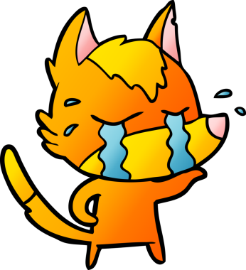 Bir insan tarafından çizilmiş üzgün küçük tilki çizgi film karakteri.