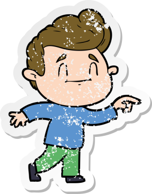 Bir insan tarafından çizilmiş mutlu bir çizgi film karakterinin sıkıntılı çıkartması.