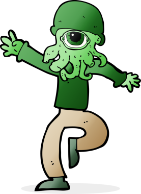 Bir insan tarafından çizilmiş uzaylı canavar adam.