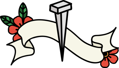 Bir insan tarafından çizilmiş demir çivi sancağıyla geleneksel dövme