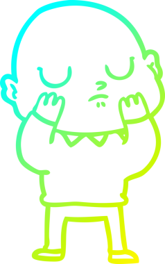 Bir insan tarafından çizilmiş kel bir adamın soğuk çizgi çizimi.