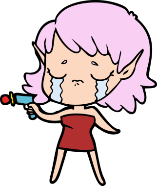 Bir insan tarafından çizilmiş ağlayan elf kızı.