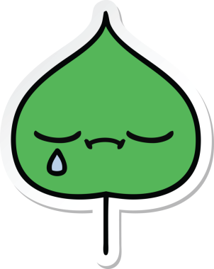 Bir insan tarafından çizilmiş sevimli bir çizgi film yaprağının çıkartması.