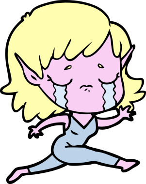 Bir insan tarafından çizilmiş ağlayan elf kızı.