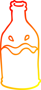 Bir insan tarafından çizilmiş süt şişesinin sıcak çizgi çizimi