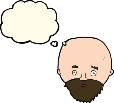 Bir insan tarafından çizilmiş düşünce balonlu sakallı bir adam.