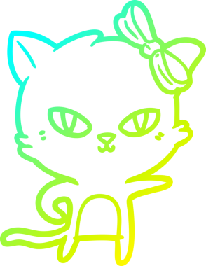 Bir insan tarafından çizilmiş bir çizgi film kedisinin soğuk gradyan çizgisi.