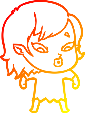 Bir insan tarafından çizilmiş sevimli bir vampir kız çizgi çizimi.