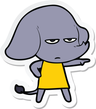 Bir insan tarafından çizilmiş kızgın bir filin çıkartması.