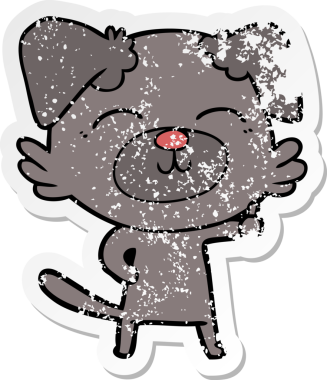 Bir insan tarafından çizilmiş bir karikatür köpeğinin sıkıntılı çıkartması.