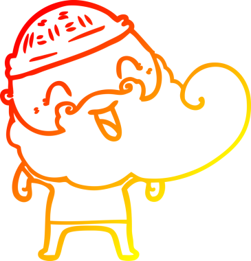 Bir insan tarafından çizilmiş mutlu sakallı bir adamın sıcak çizgisi.