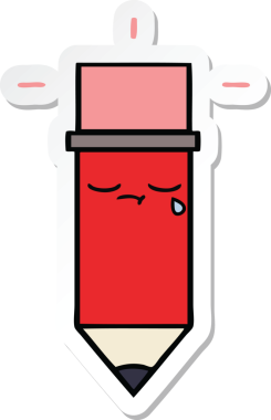 Bir insan tarafından çizilmiş şirin bir karikatür kalemi çıkartması.