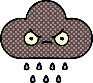 Bir insan tarafından çizilmiş fırtına yağmuru bulutu çizgi filmi.