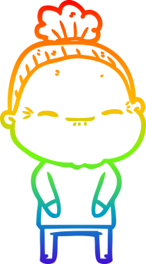 Gökkuşağı gradyan çizimi bir insan tarafından çizilmiş barışçıl yaşlı bir kadının çizimi