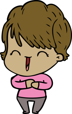 Bir insan tarafından çizilmiş gülen kadın çizgi filmi.