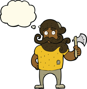 Bir insan tarafından çizilmiş baltalı bir oduncu.