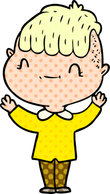 Bir insan tarafından çizilmiş çizgi film dostu çocuk.