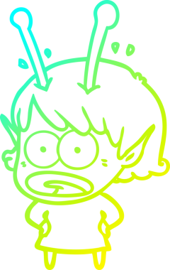 Bir çizgi film karakteri, bir insan tarafından çizilmiş soğuk gradyan çizimi.