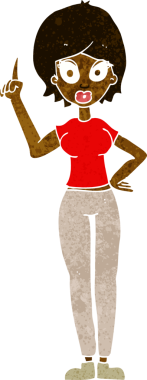 Çizgi filmdeki kadın, bir insan tarafından çizilen noktayı anlatıyor.