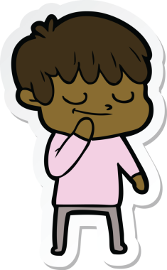 Bir insan tarafından çizilmiş mutlu bir çocuğun çıkartması.