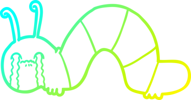 Bir insan tarafından çizilmiş pişmanlıklarına kafayı takmış bir tırtılın soğuk gradyan çizimi
