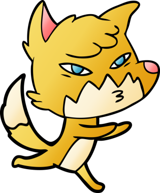 Bir insan tarafından çizilmiş akıllı çizgi film tilkisi.