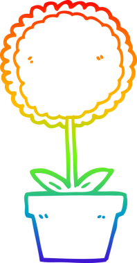 Gökkuşağı gradyan çizgisi. Bir insan tarafından çizilmiş şirin bir karikatür çiçeği.