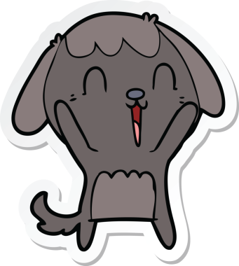 Bir insan tarafından çizilmiş şirin bir köpeğin çıkartması.