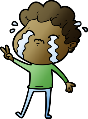 Bir insan tarafından çizilmiş ağlayan çizgi film adamı.