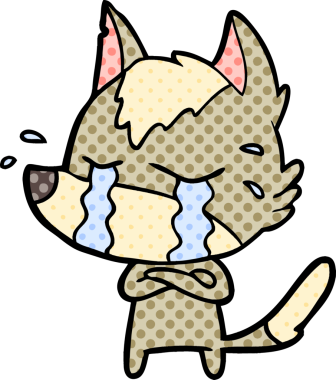 Bir insan tarafından çizilmiş ağlayan kurt çizgi filmi.