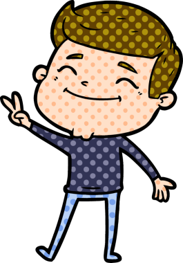 Bir insan tarafından çizilmiş mutlu çizgi film adamı.