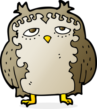 bir insan tarafından çizilmiş yaşlı baykuş çizgi filmi