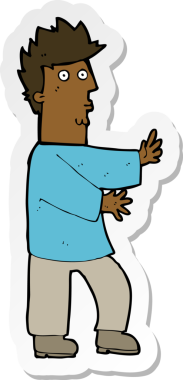 Bir insan tarafından çizilmiş, gergin bir adamın çıkartması.