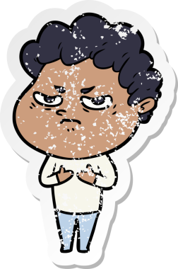 Bir insan tarafından çizilmiş kızgın bir adamın sıkıntılı çıkartması.