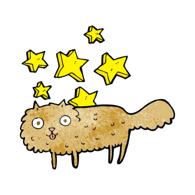 bir insan tarafından çizilmiş sihirli bir çizgi film kedisi