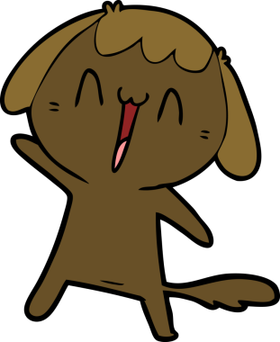 Bir insan tarafından çizilmiş şirin bir çizgi film köpeği.