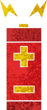 Bir insanın çizdiği pilin retro illüstrasyon tarzı karikatürü