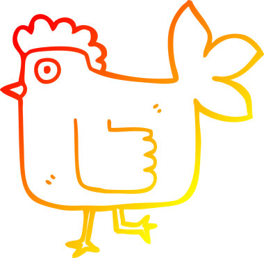 Bir insan tarafından çizilmiş çizgi bir tavuğun sıcak gradyan çizimi