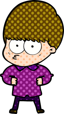 Bir insan tarafından çizilmiş tuhaf çizgi film çocuğu.