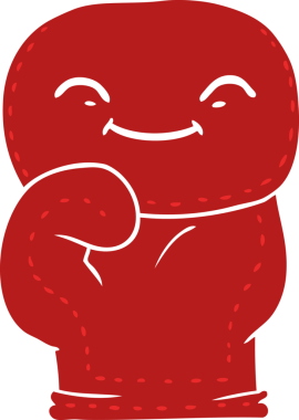 Bir insan tarafından çizilmiş düz renkli çizgi film boks eldiveni