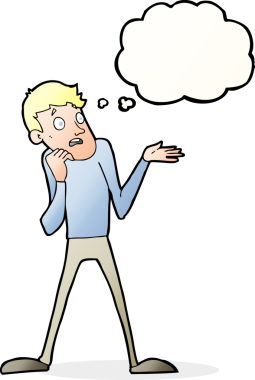 Bir insan tarafından çizilmiş düşünce baloncuğu olan sinirli bir adam.