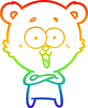 Bir insan tarafından çizilmiş gülen oyuncak ayının çizdiği gökkuşağı gradyan çizgisi.