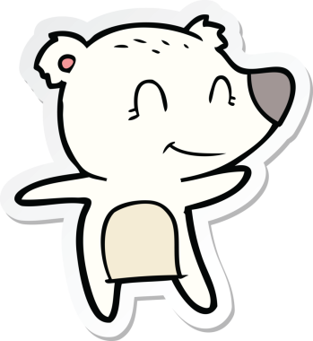 Bir insan tarafından çizilmiş gülümseyen kutup ayısının çıkartması.